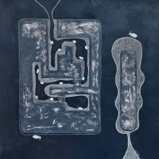 PRODÁNO - MOC DĚKUJI! Už zítra 18.10.2025 od 14 hodin!!! Obraz "Bludiště" (mix media na plátně, 100 x 100 cm, 2021) a 20....